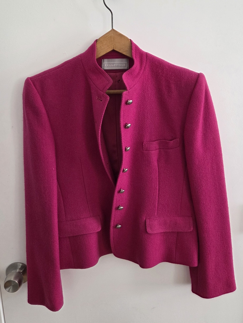 Evan Picone Women's Bright Fuchsia Wool Military-Style Jacket